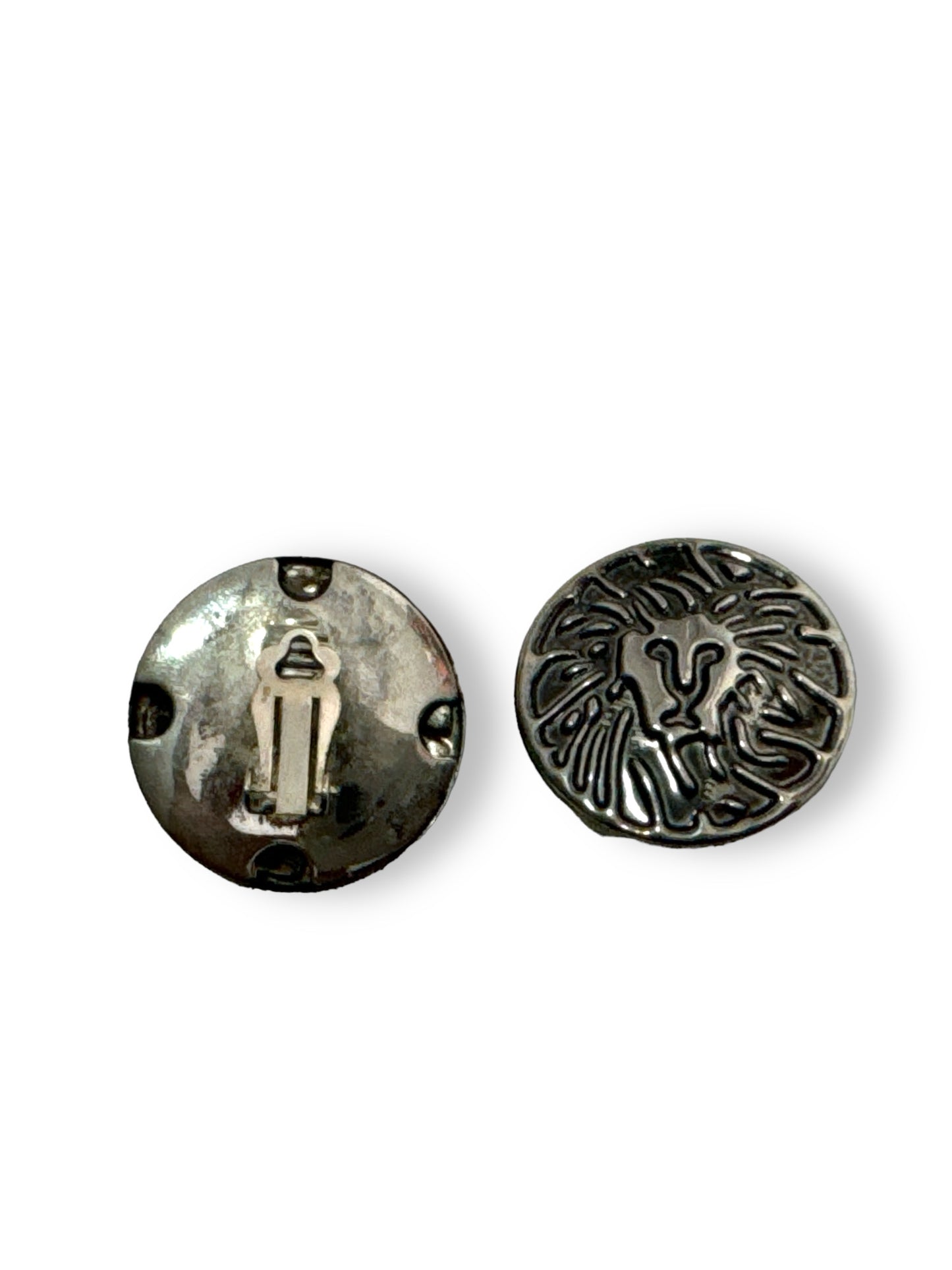 1990s Sliver Lion Clip On Earrings