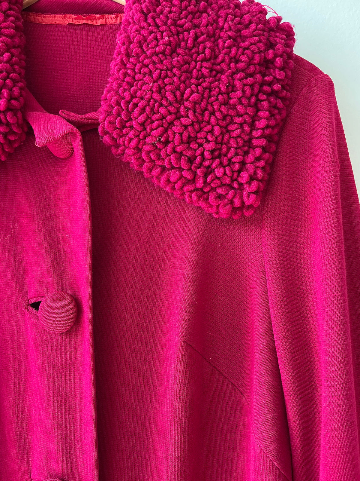 1960s Pink Curly Wool Sweater Jacket