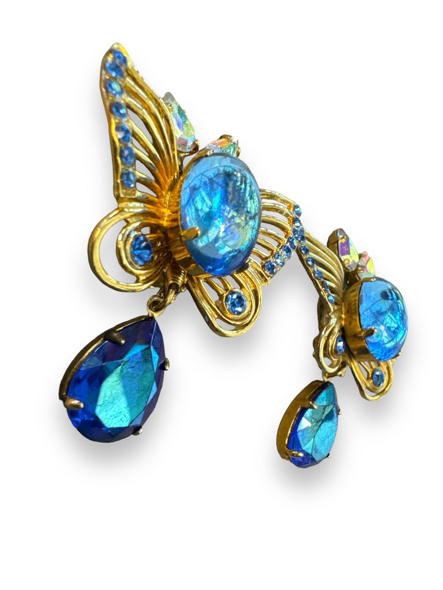 1990s Zoe Costas Blue Butterfly Earrings