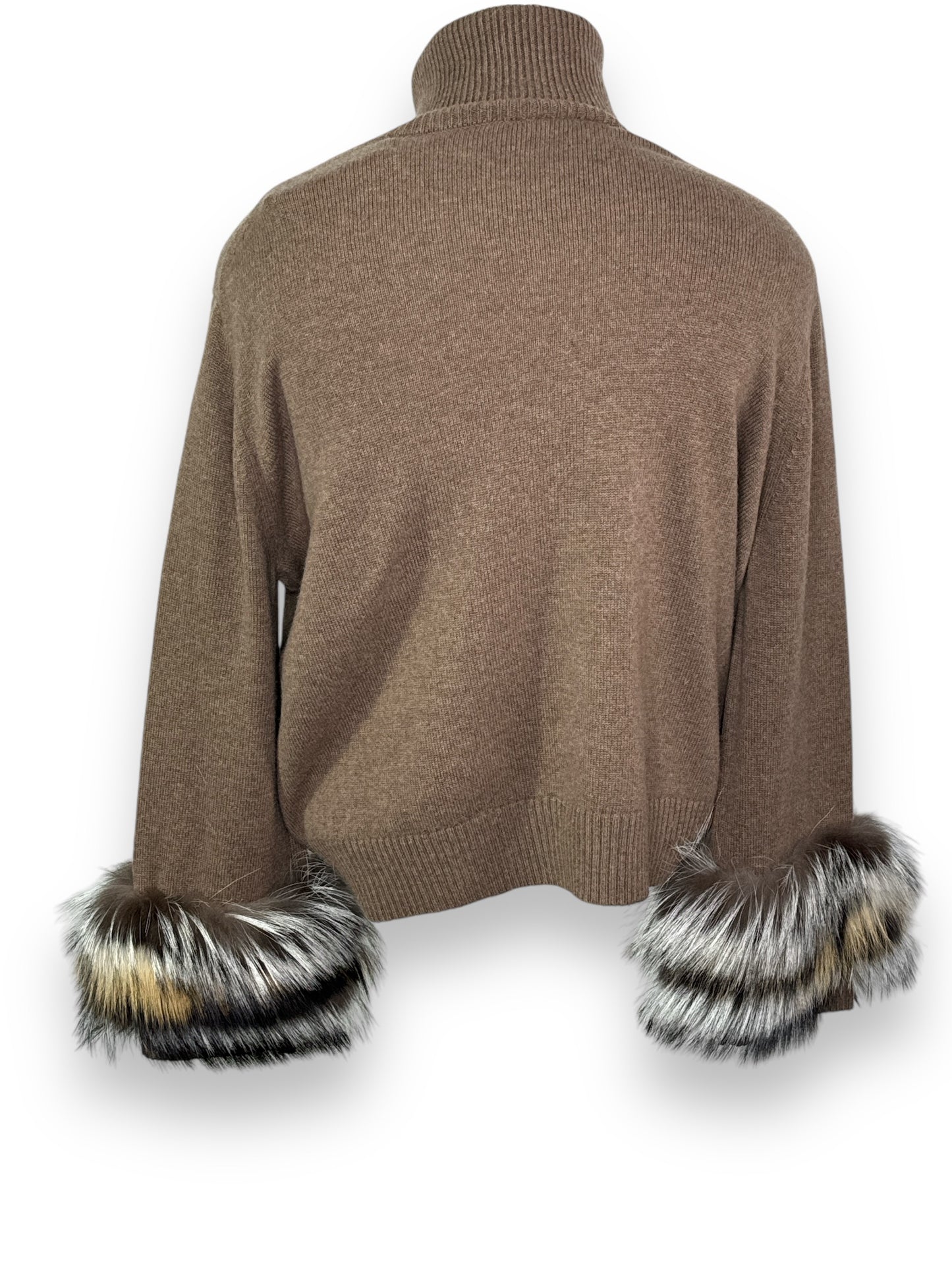 Trend: NWT Lafayette 148 New York Tobacco Melange Fur Trim Sweater