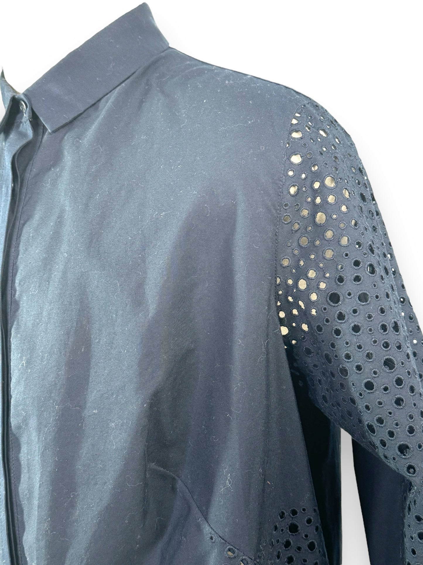 Trend: Akris Punto Laser Cut Navy Blouse