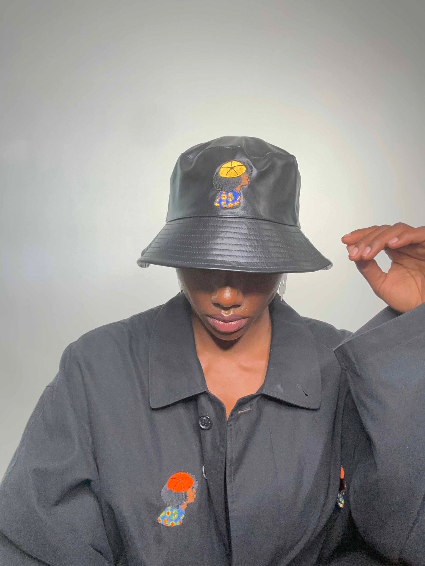 Up-cycled Iconic Afro Vegan Leather Bucket Hat