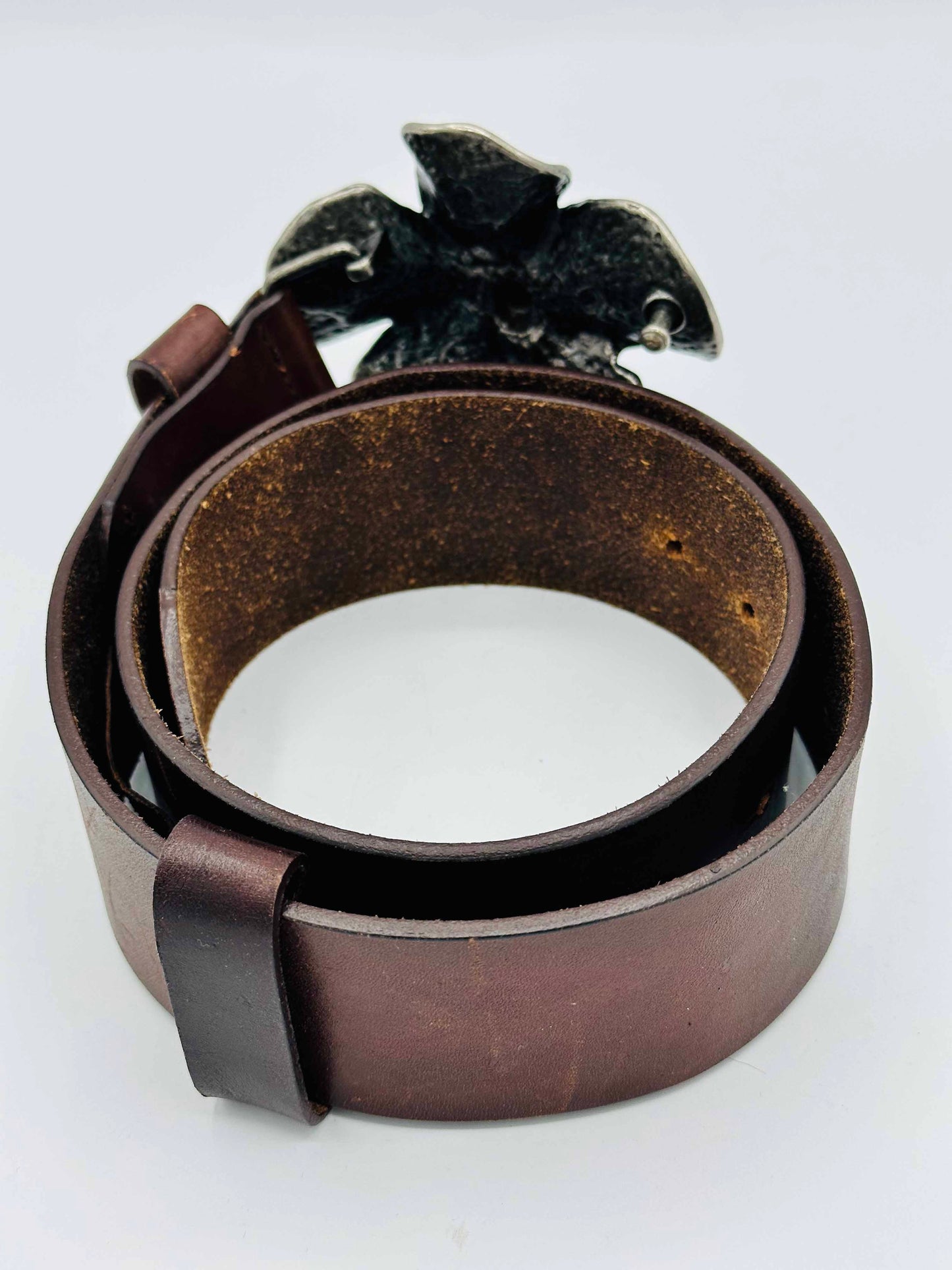 Vintage Brown Flower Leather Belt