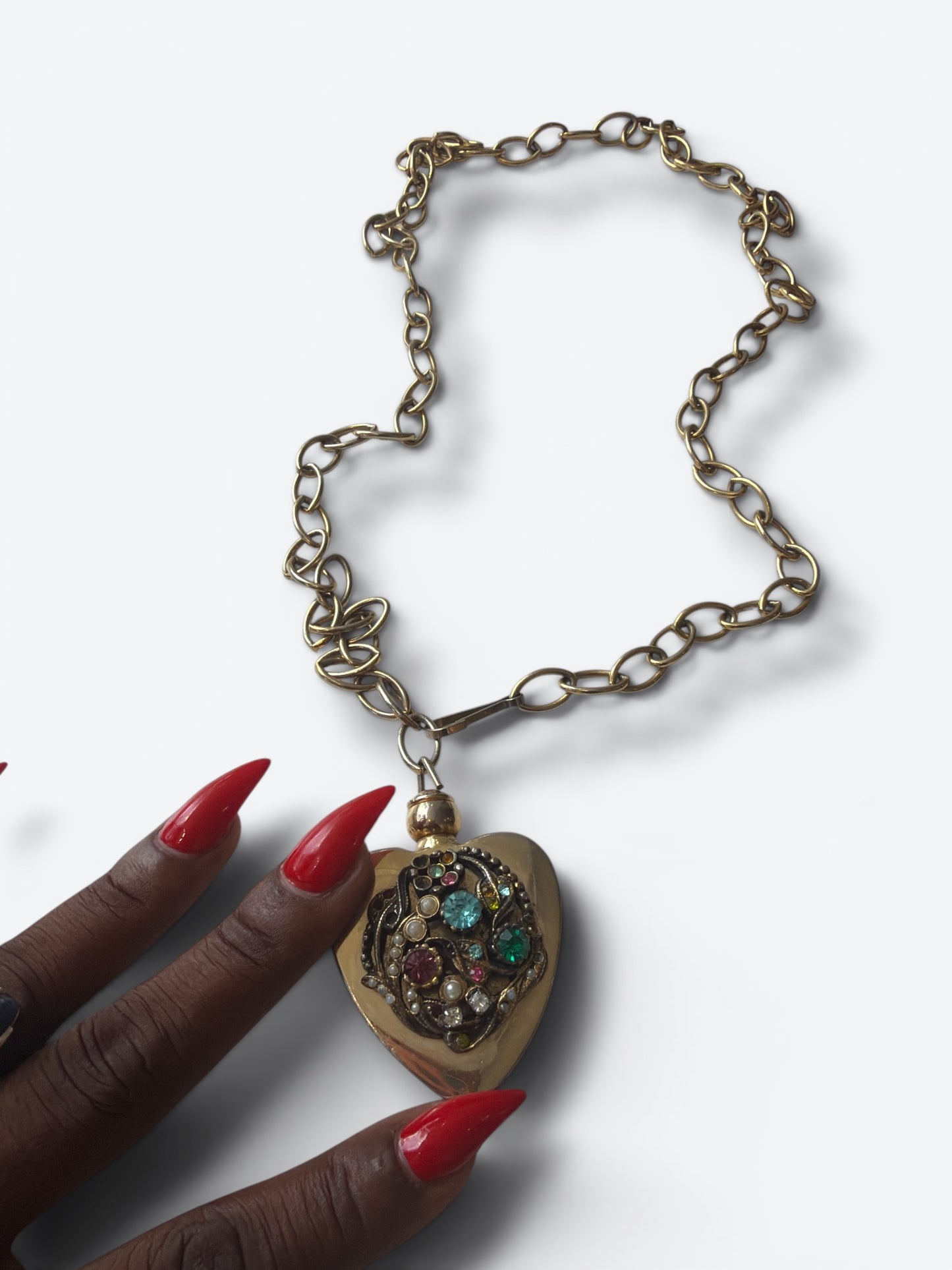 1980s Gold Charm Link Necklace