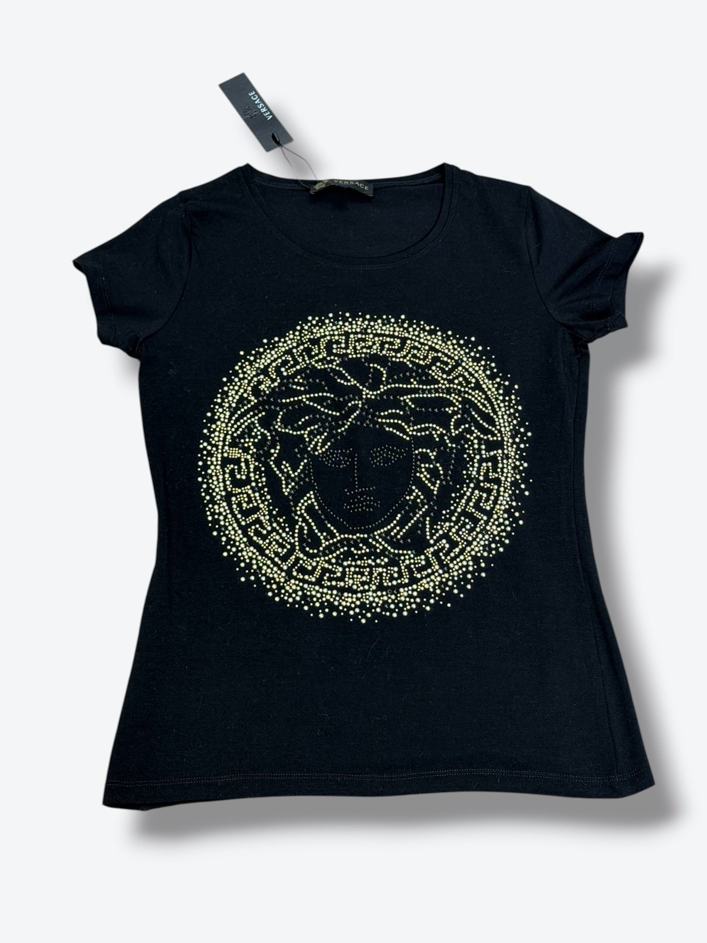 Y2K Versace Graphic Logo T-Shirt – Black | Statement Designer Streetwear