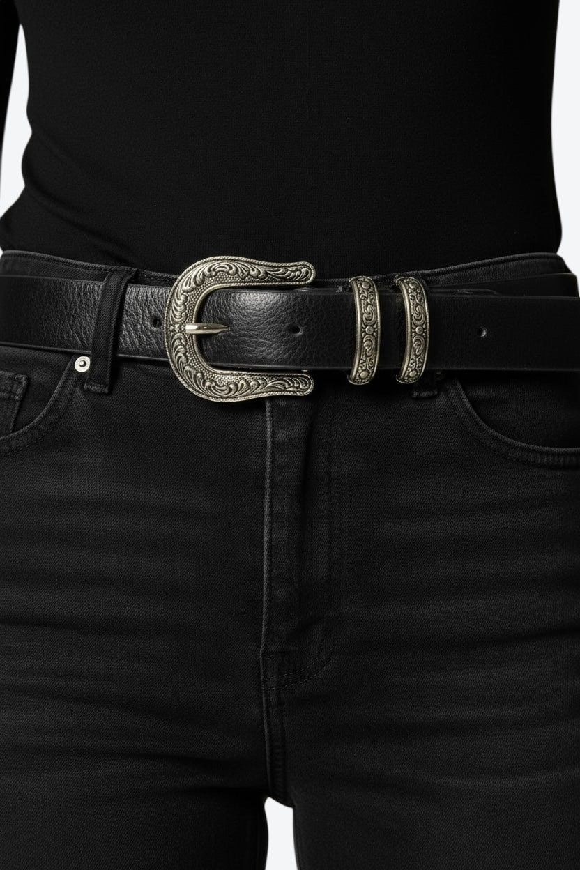 Brighton Leather Belt with Braided Sliver Buckle
