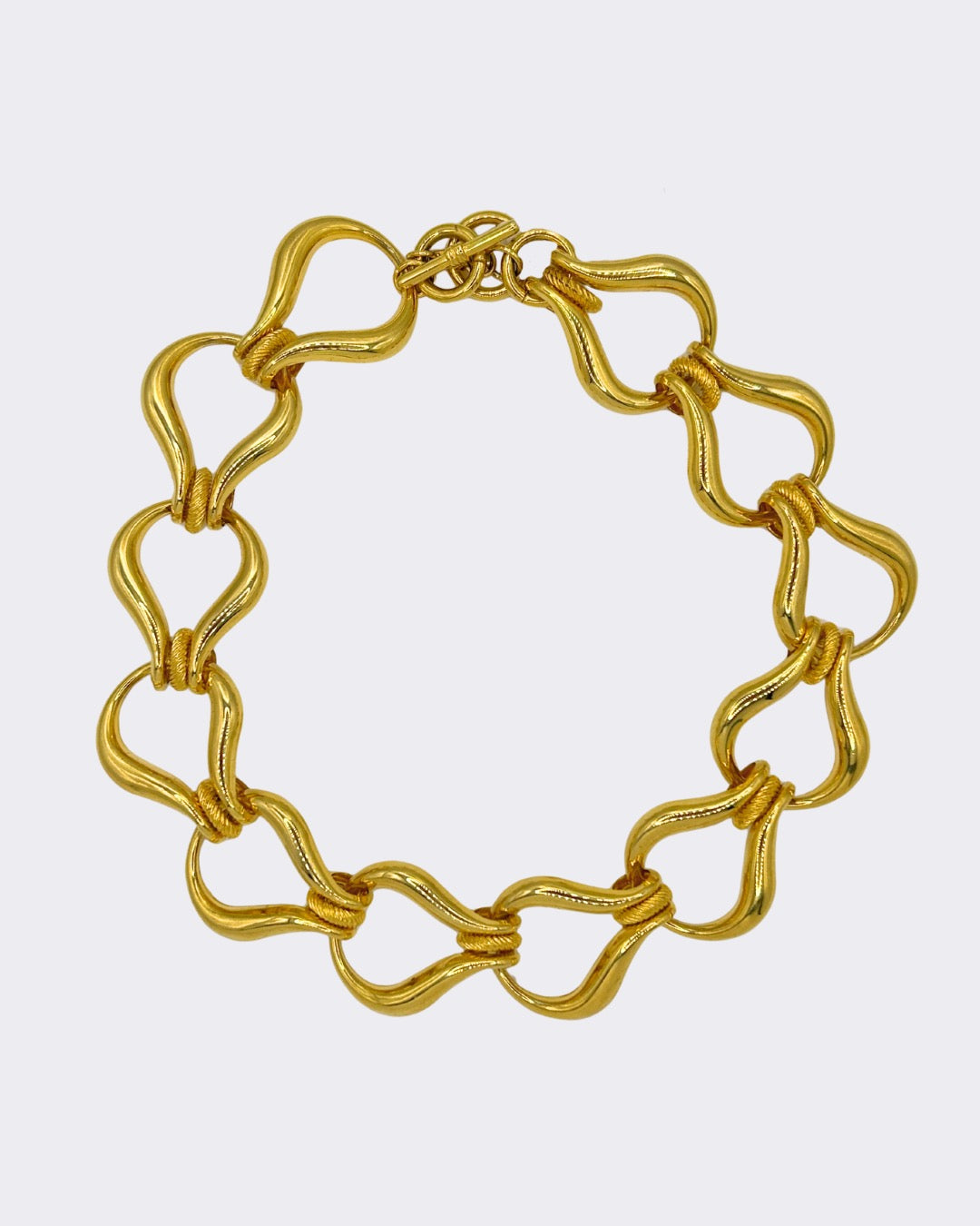 1980s Wave Link Gold Chocker Necklace