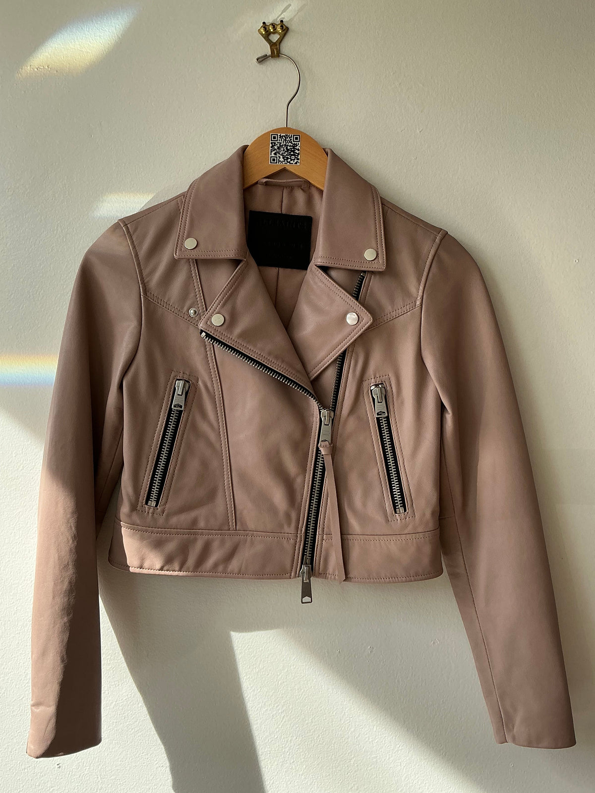 Trend: “All Saints” Pale Pink Perfecto Leather Jacket