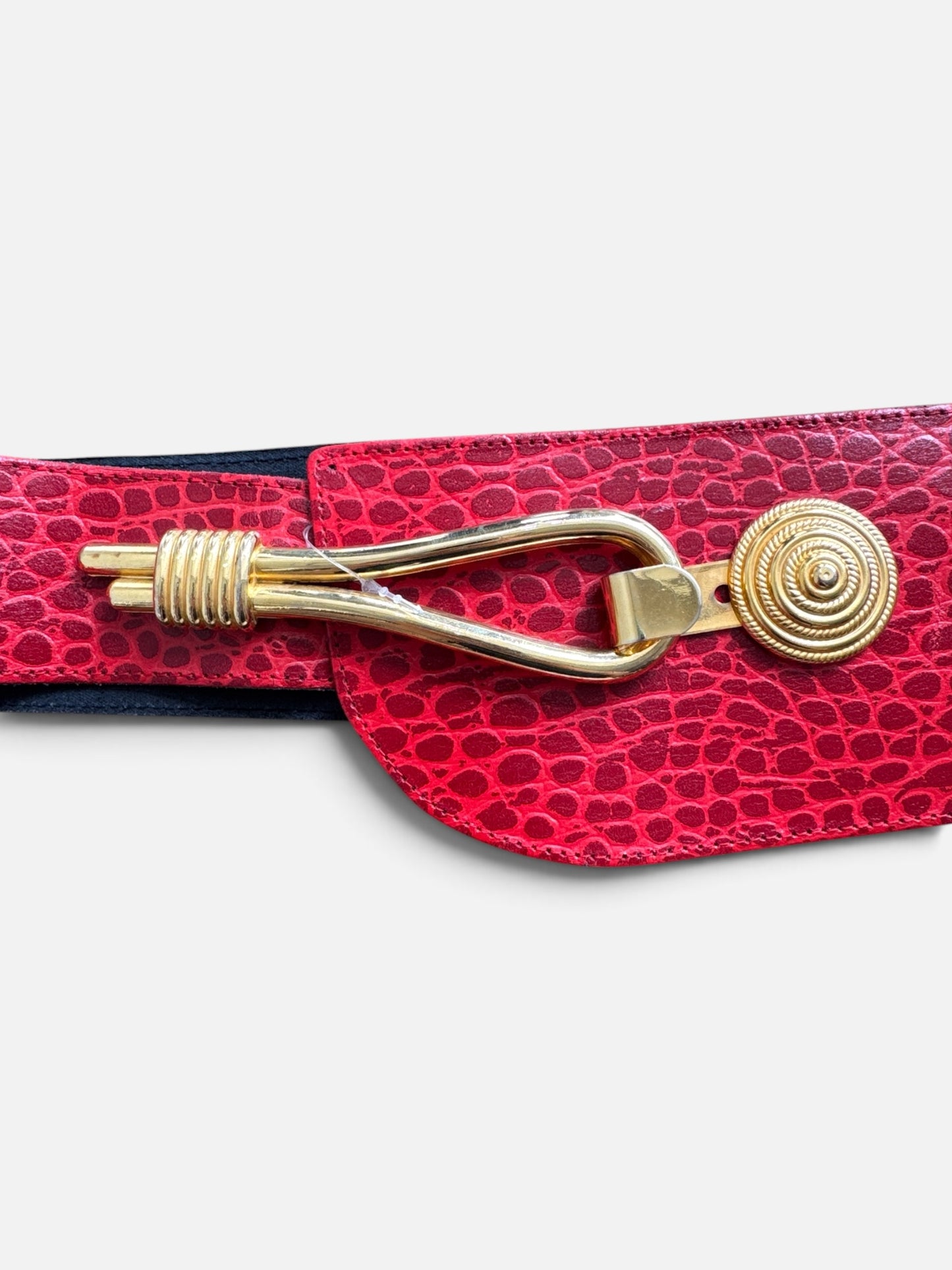 1980s Embossed Red Lth Belt Size:M