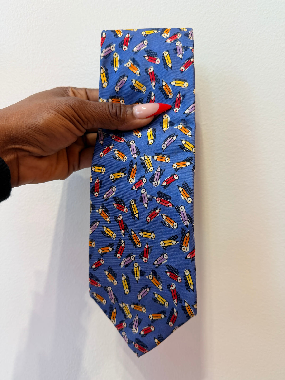 Vintage Les Copains Blue Silk Pencil Tie