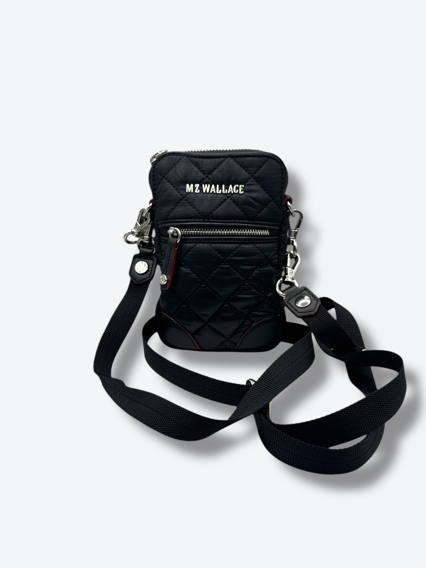 MZ Wallace Black Quilted + Chain Cell Bag