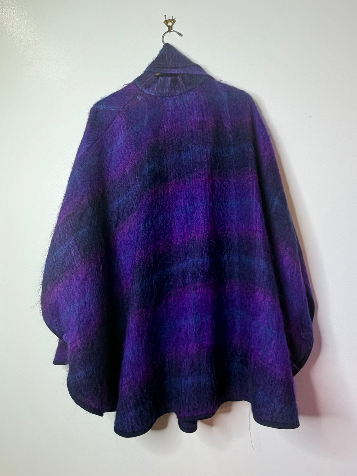 1950s Purple & Blue Wool Poncho