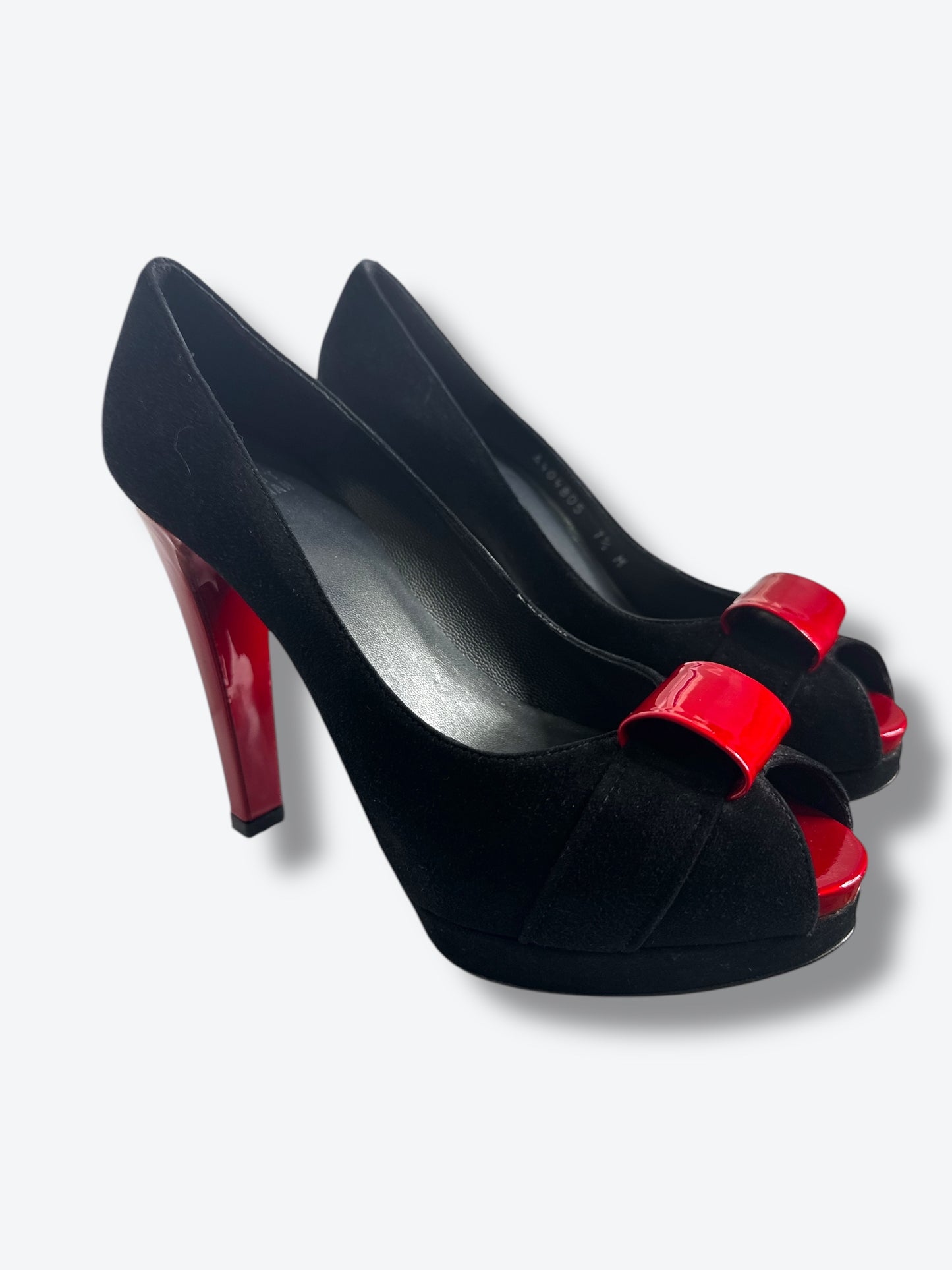 Y2K Stuart Weitzman Black Suede and Red Shoes