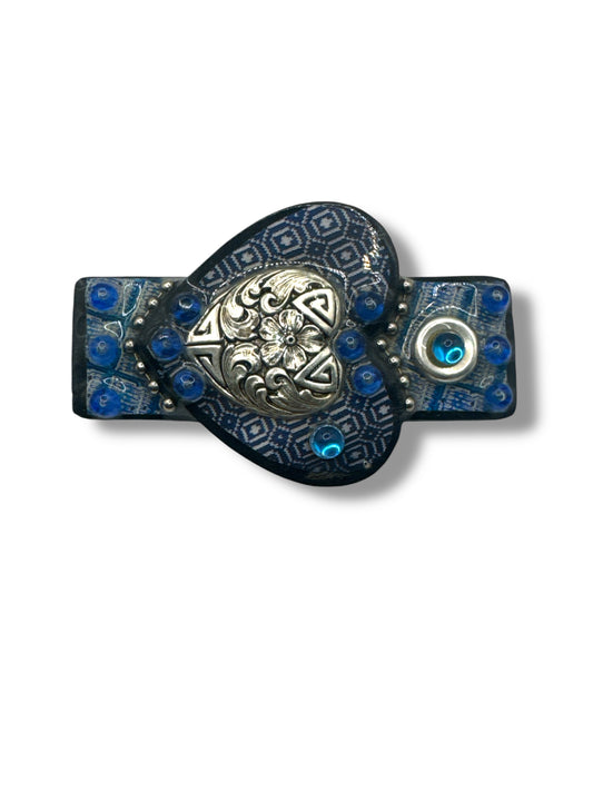 1988 2.5”  B. Carbel Blue Heart and Gem Brooch