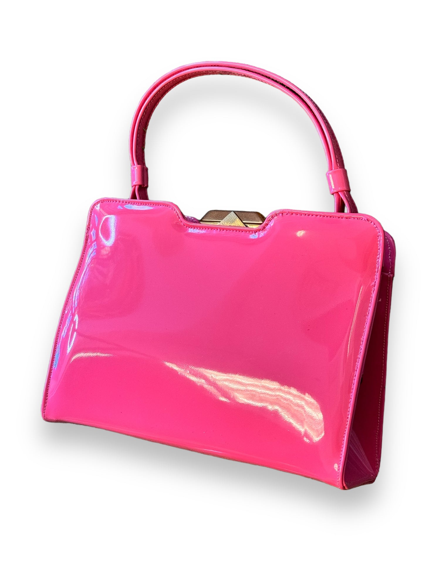 1960s Garcy Patent Leather Pink Clutch Bag