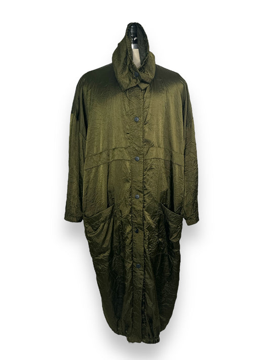 1990s Hino Malee Hunter Green Oversized Funnel Neck Trench