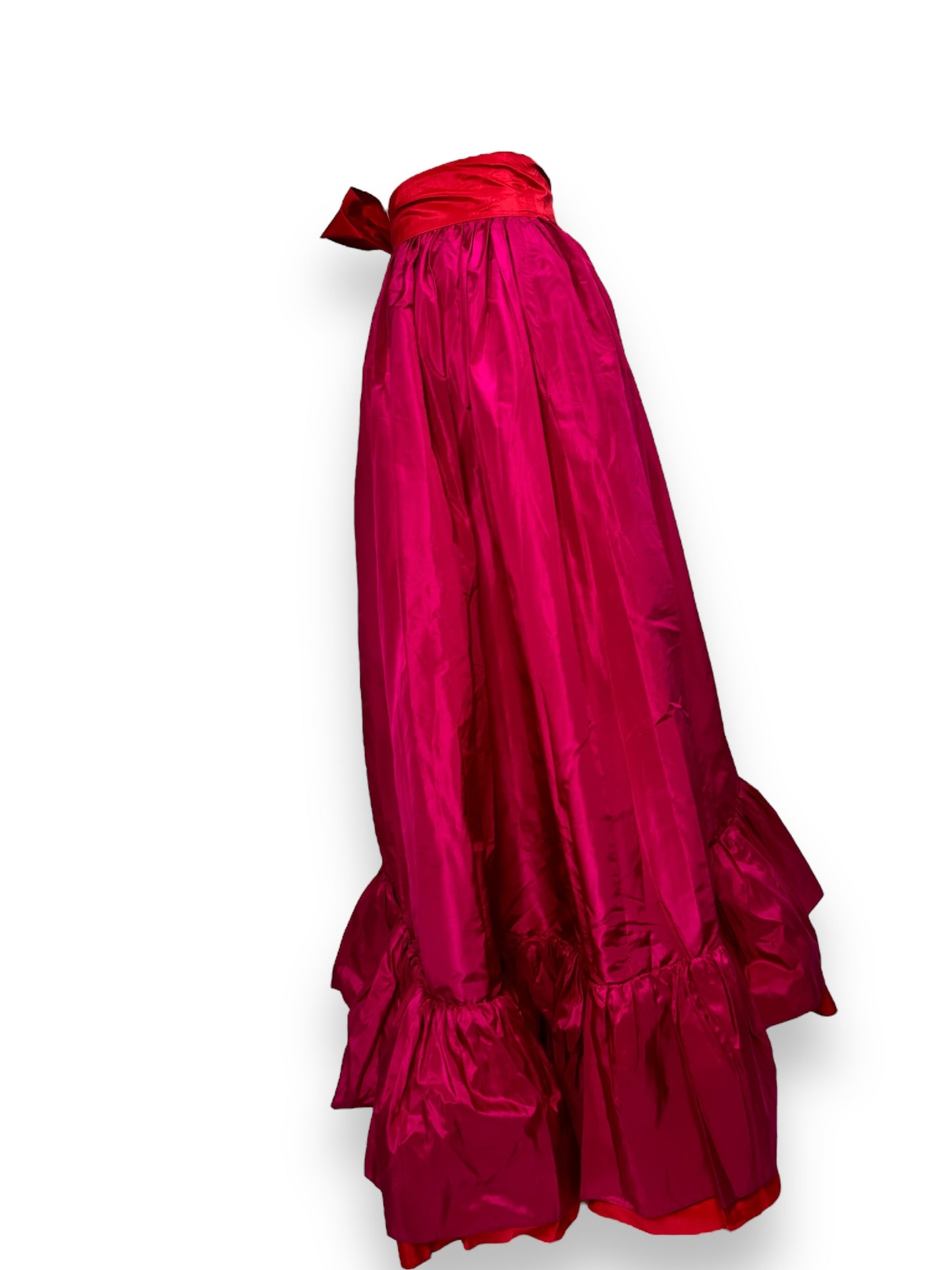 1960s Yves St Laurent Rive G Pink Bow Ruffle Skirt