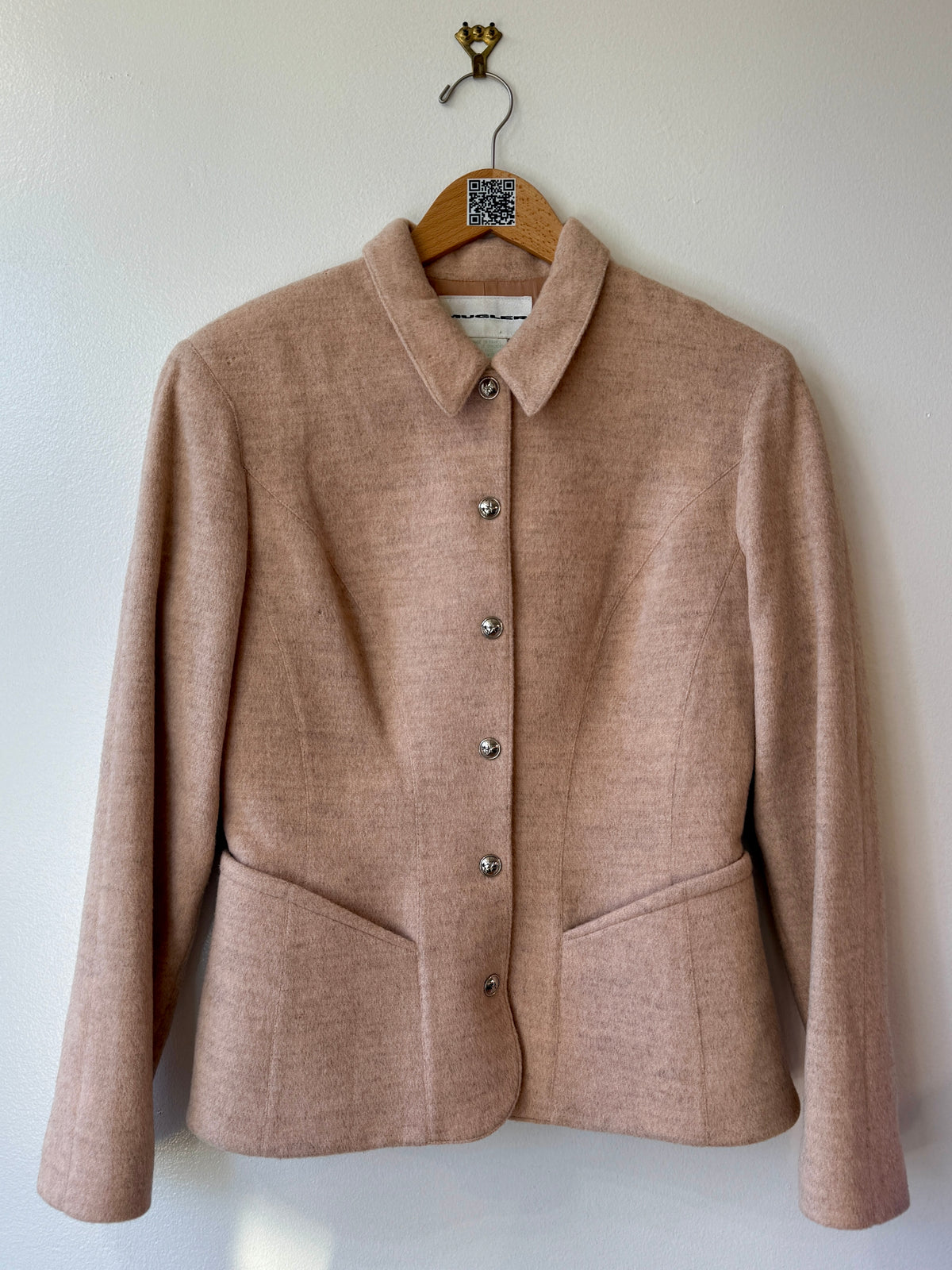 1990s Mugler Pink Wool Snap Jacket