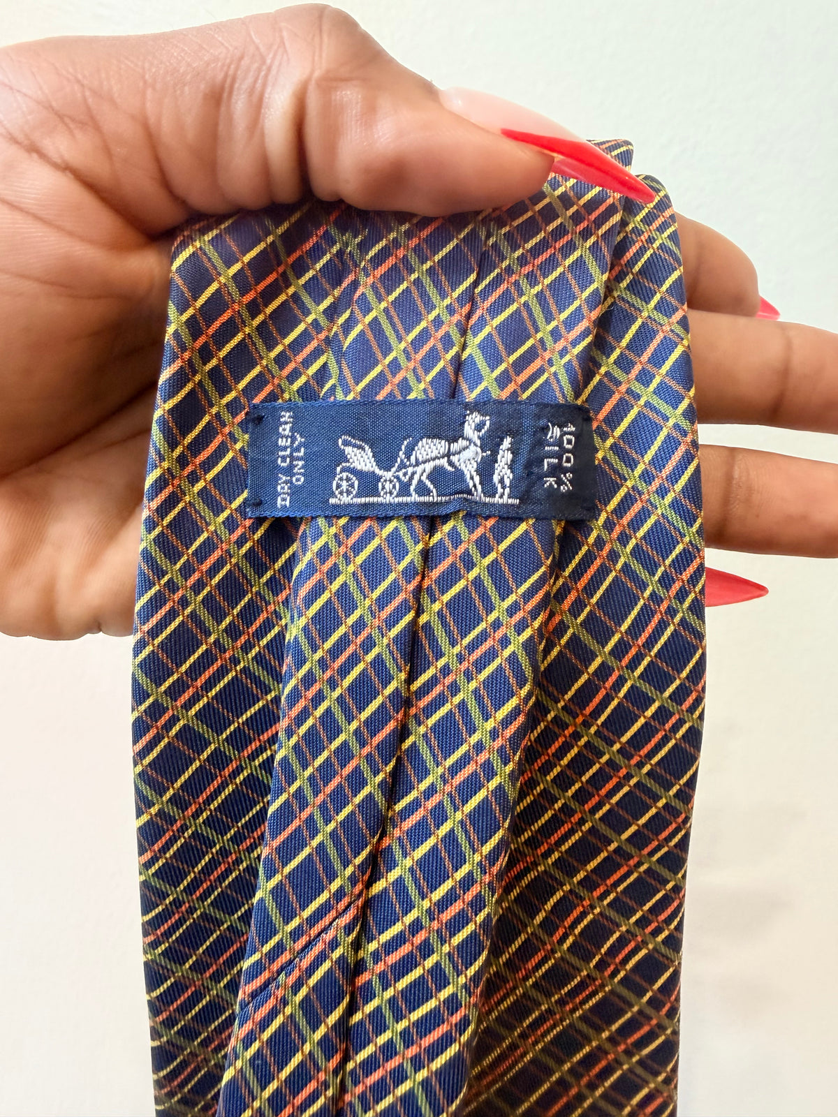 Vintage Hermés Navy / Bwn Hatched Tie