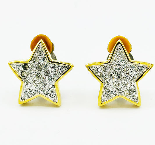 1980s Star Clip On Earrings (Unsigned)