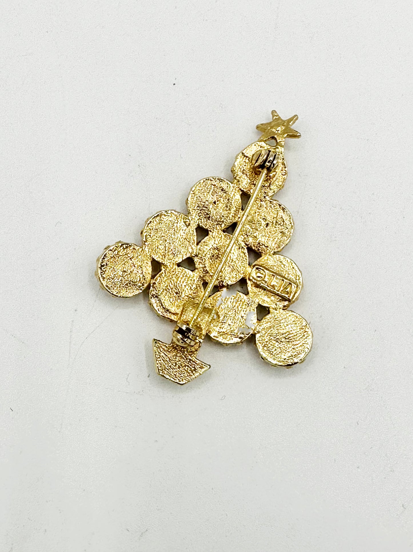 1980's "Lia" Gold and Rhinestone Christmas Tree Pin (Signed)