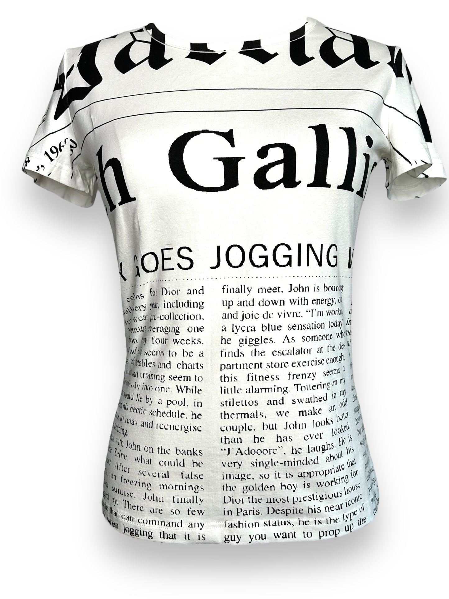 Y2K Galliano Newspaper Graphic T