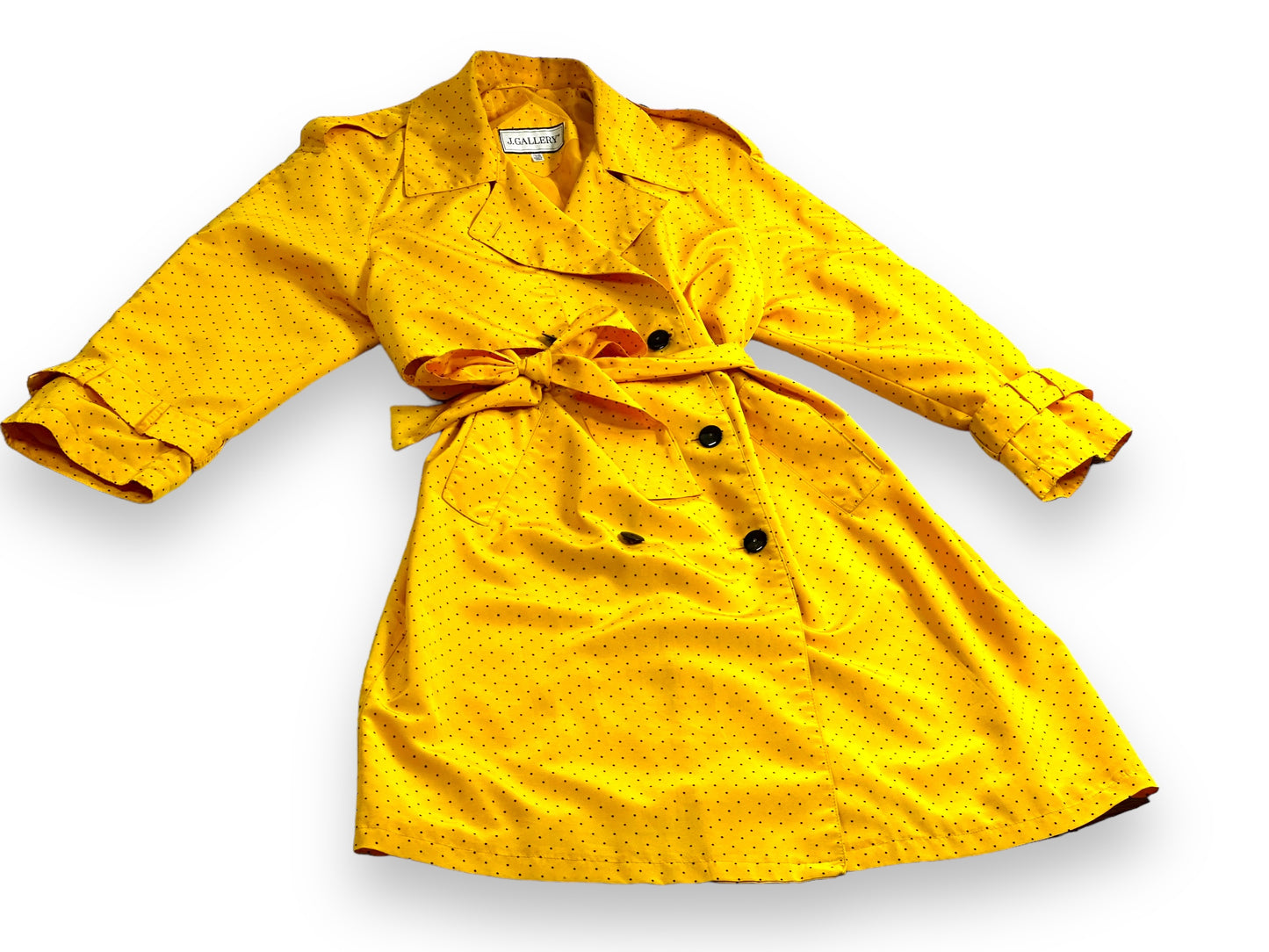 1990s J. Gallery Yellow Polka Dot + Pleated Trench