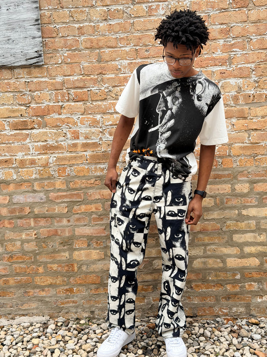 Y2K Levi Face + Eye Pattern Denim