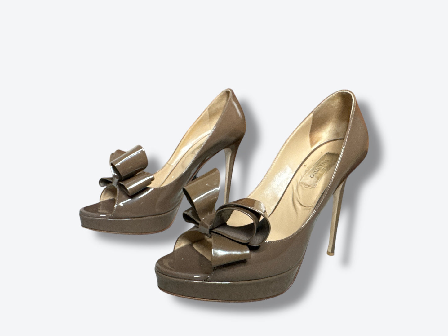 Y2K Valentino Taupe Bow Heels