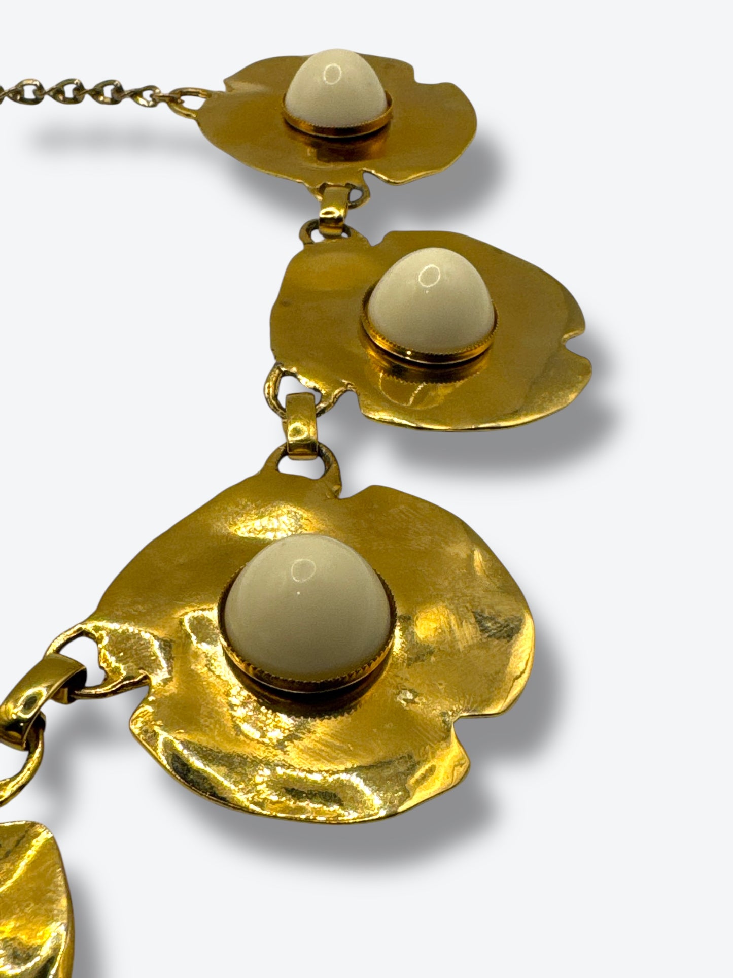 Vintage Hammered Gold Floral Statement Necklace