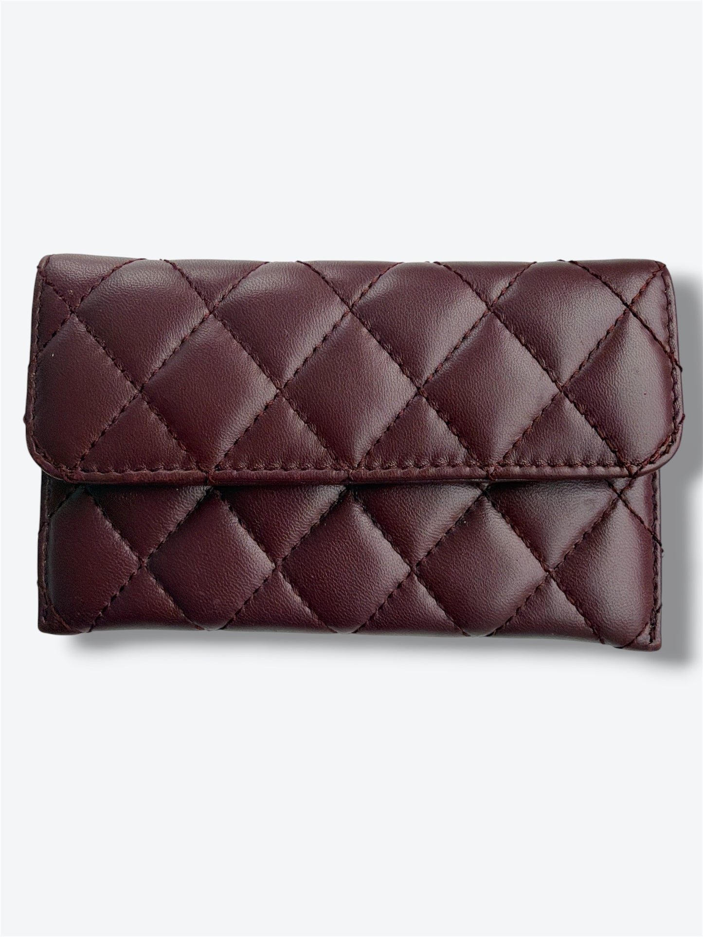 Chanel Vintage Quilted Burgundy Leather Snap Wallet | Early 2000s