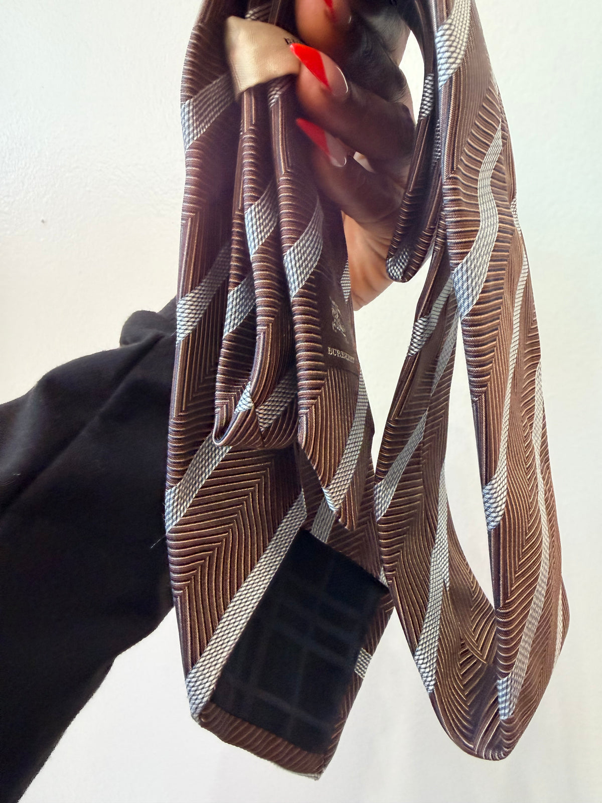 Vintage Burberry Tie Brown and Blue