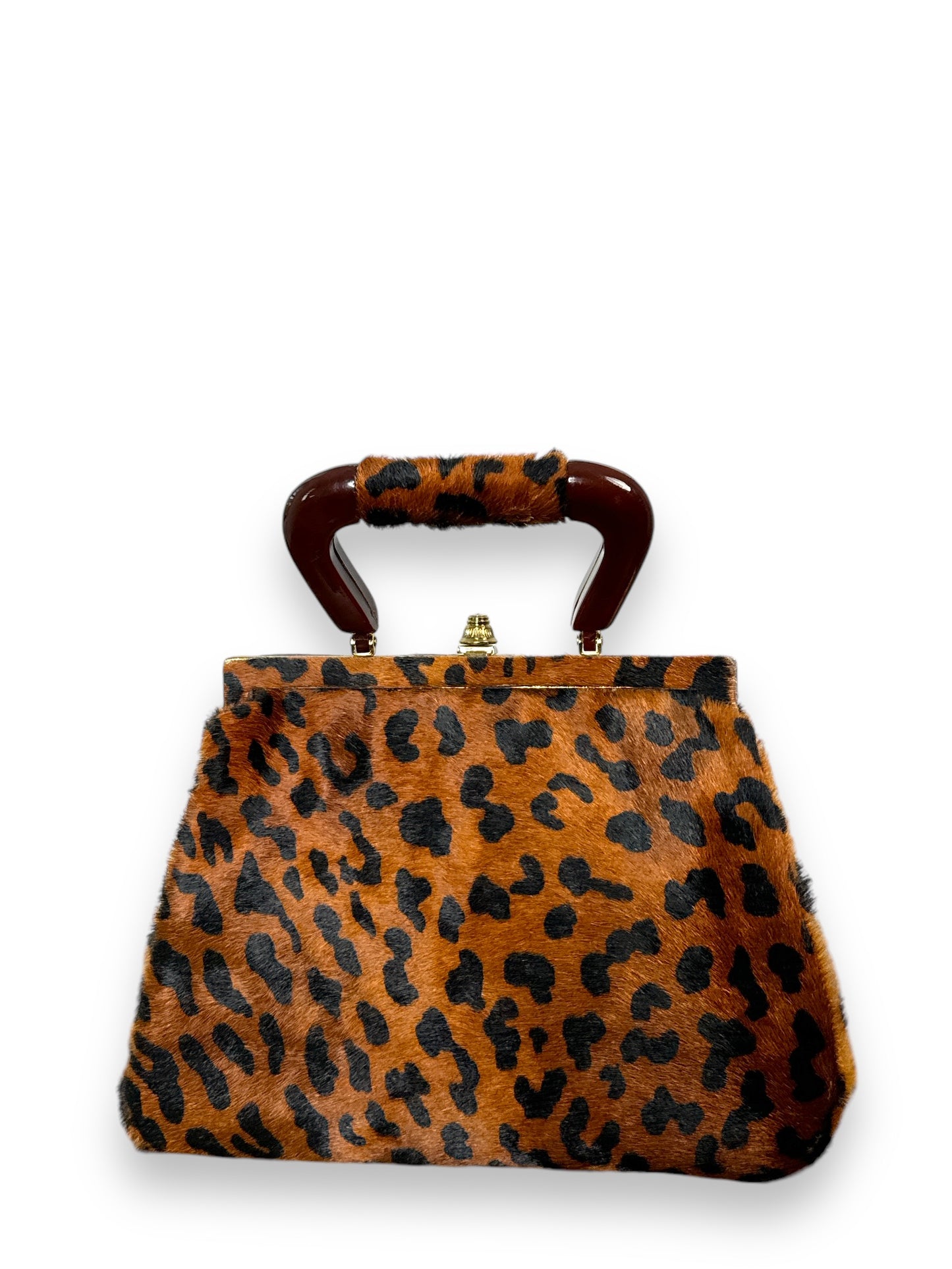 Vintage “Santestenan” Cheetah Print + Calf Hair Handbag