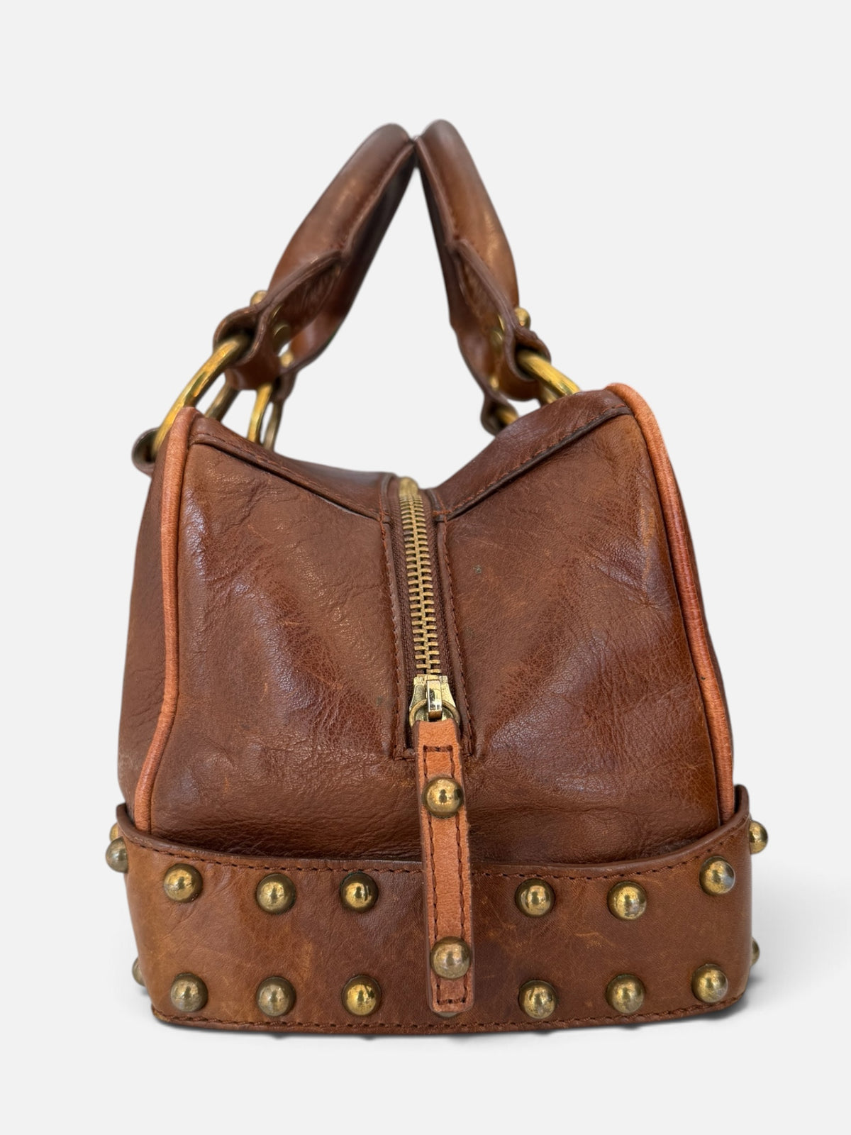 Y2K Kona Brown & Gold Grommet Satchel