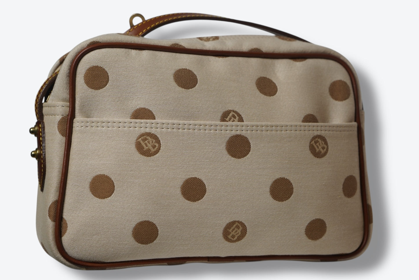 #91. 1990s/Y2K Vanity/Train Dooney & Burke Polka Dot Canvas Crossbody Bag