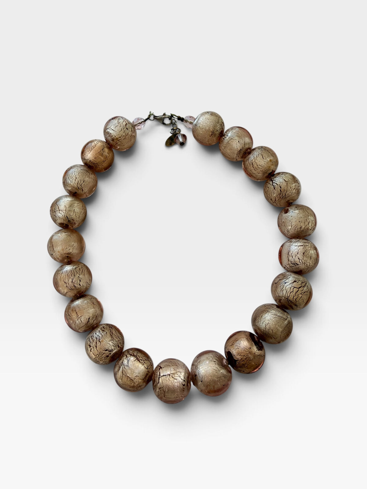 Vintage Brown Glass Bead Necklace