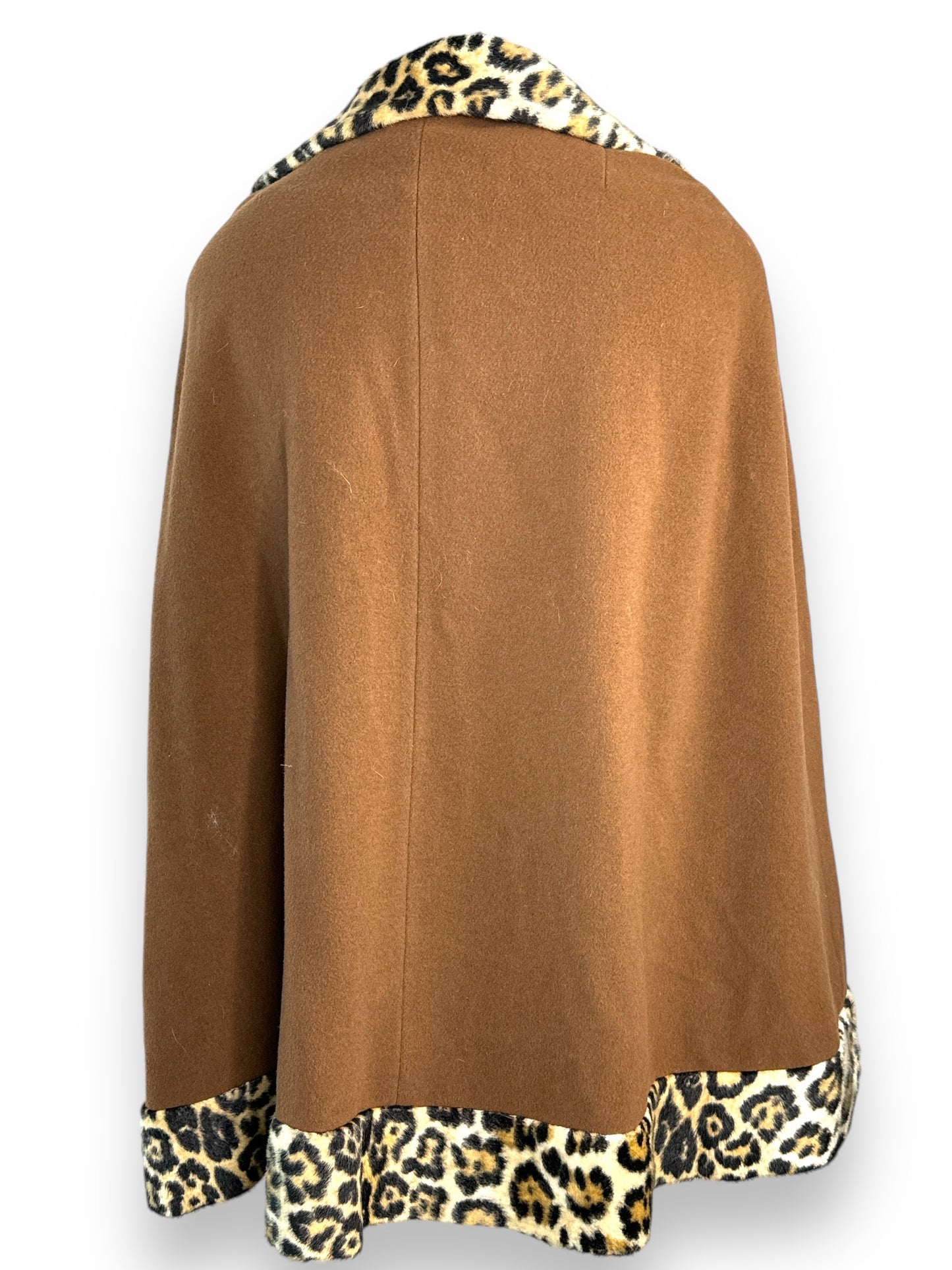 1960s “Fashion Lift Casuals” Brown Cheetah Trim Poncho