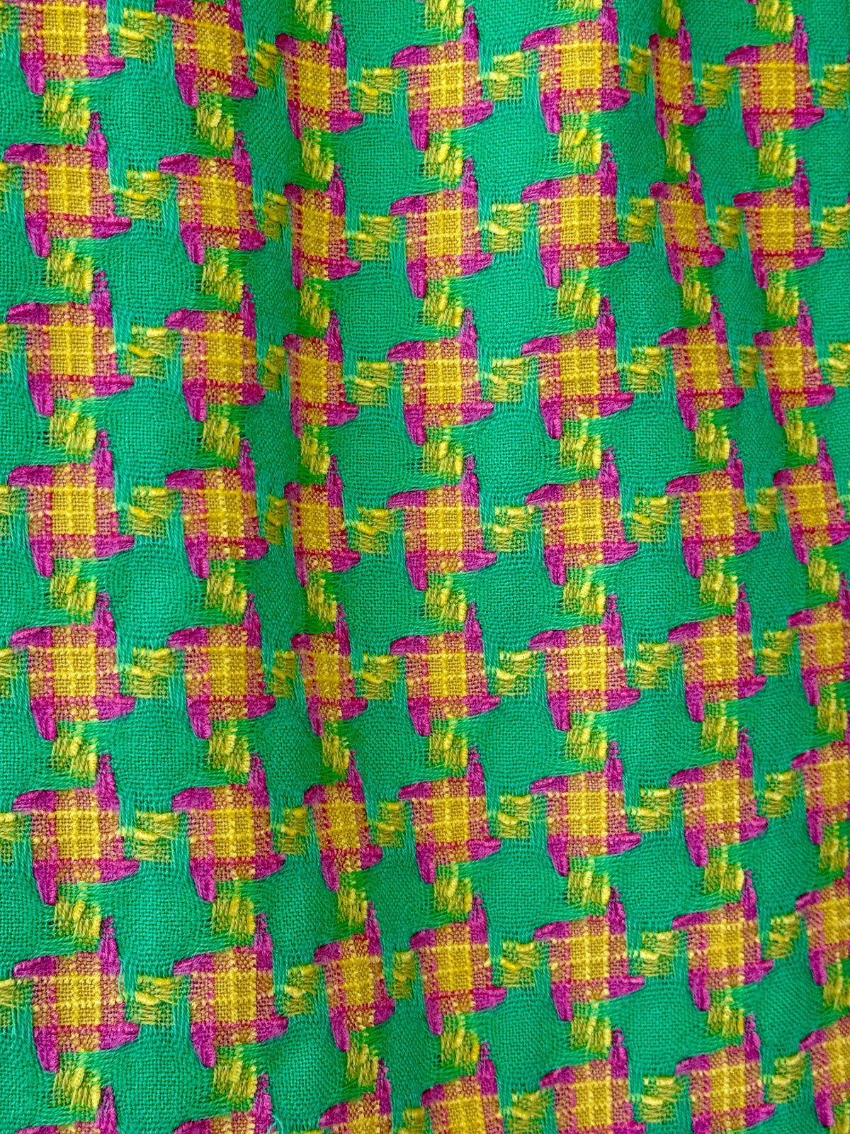 1990s Green Escada Pink & Green Wool Skirt