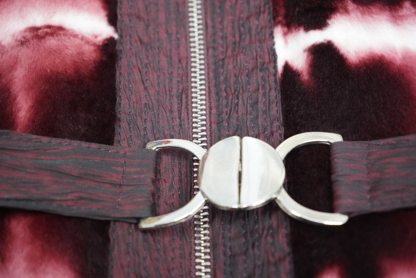 Marengo Reversible Crimson and White Fur and Raw Silk Ski Jacket