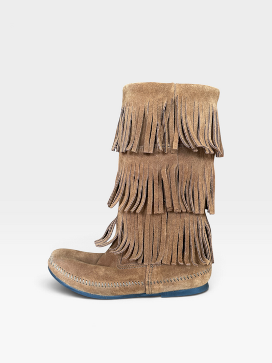Vintage Minnetonka Fringe Brown Fringe Boots (Women’s)