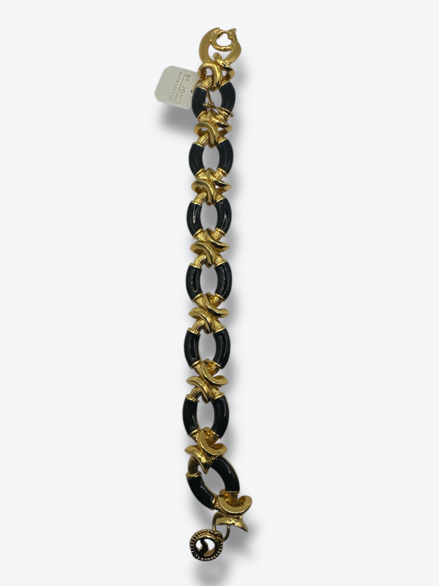 1980/90s St John Creme and Black Reversible Link Bracelet