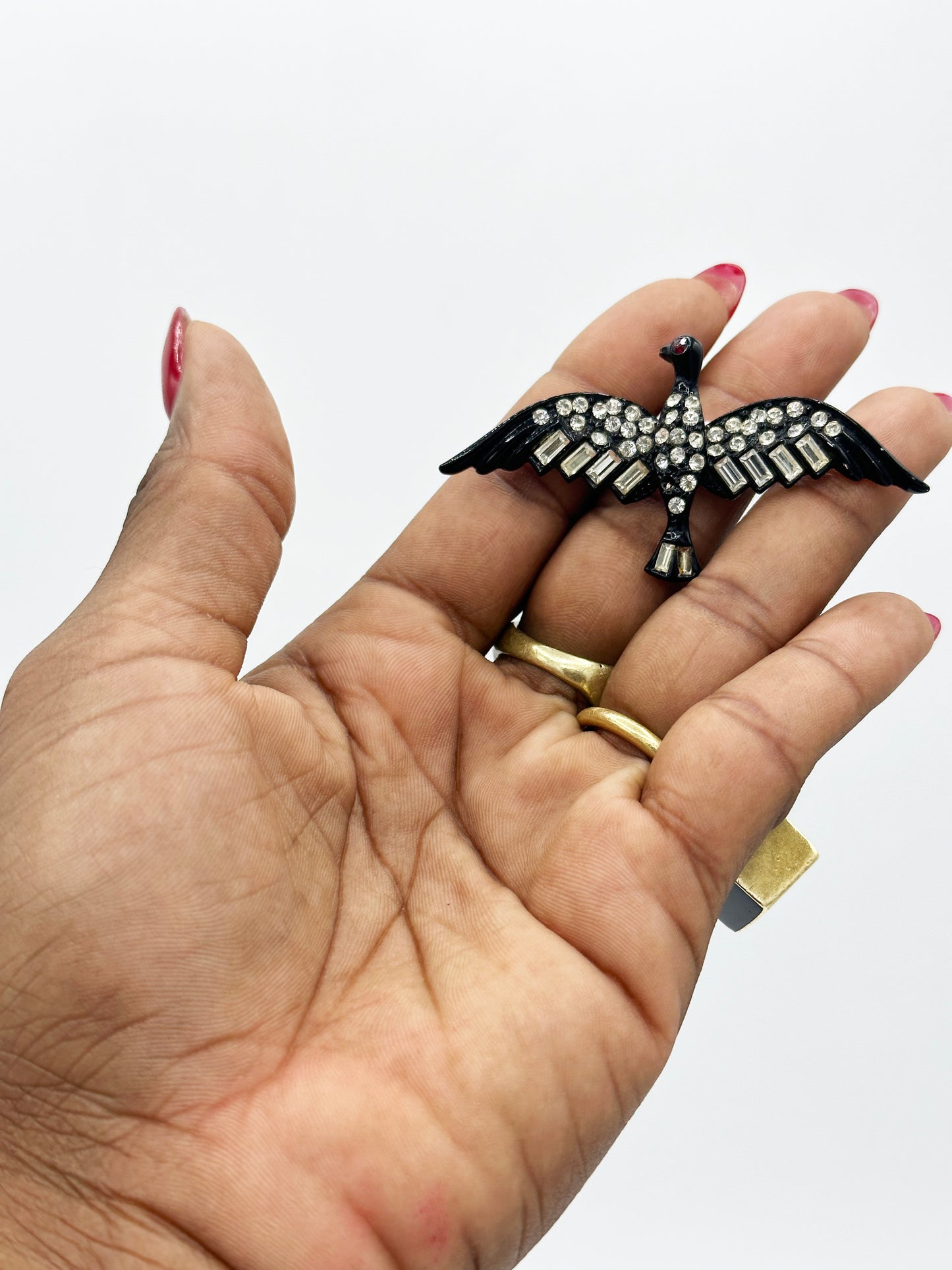 1960's Black Swan + Rhinestone Brooch