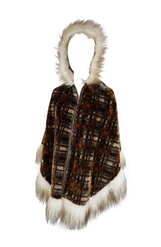 1970s Donnybourke faux fur Hooded Poncho