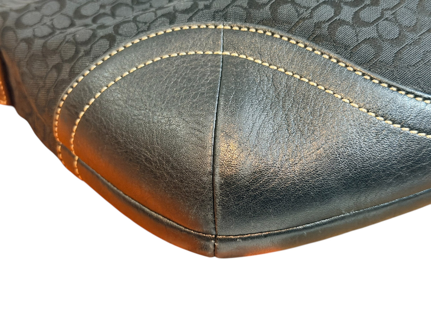 Vintage Coach Signature Monogram Hobo Bag – Black Jacquard & Leather Trim (2005)