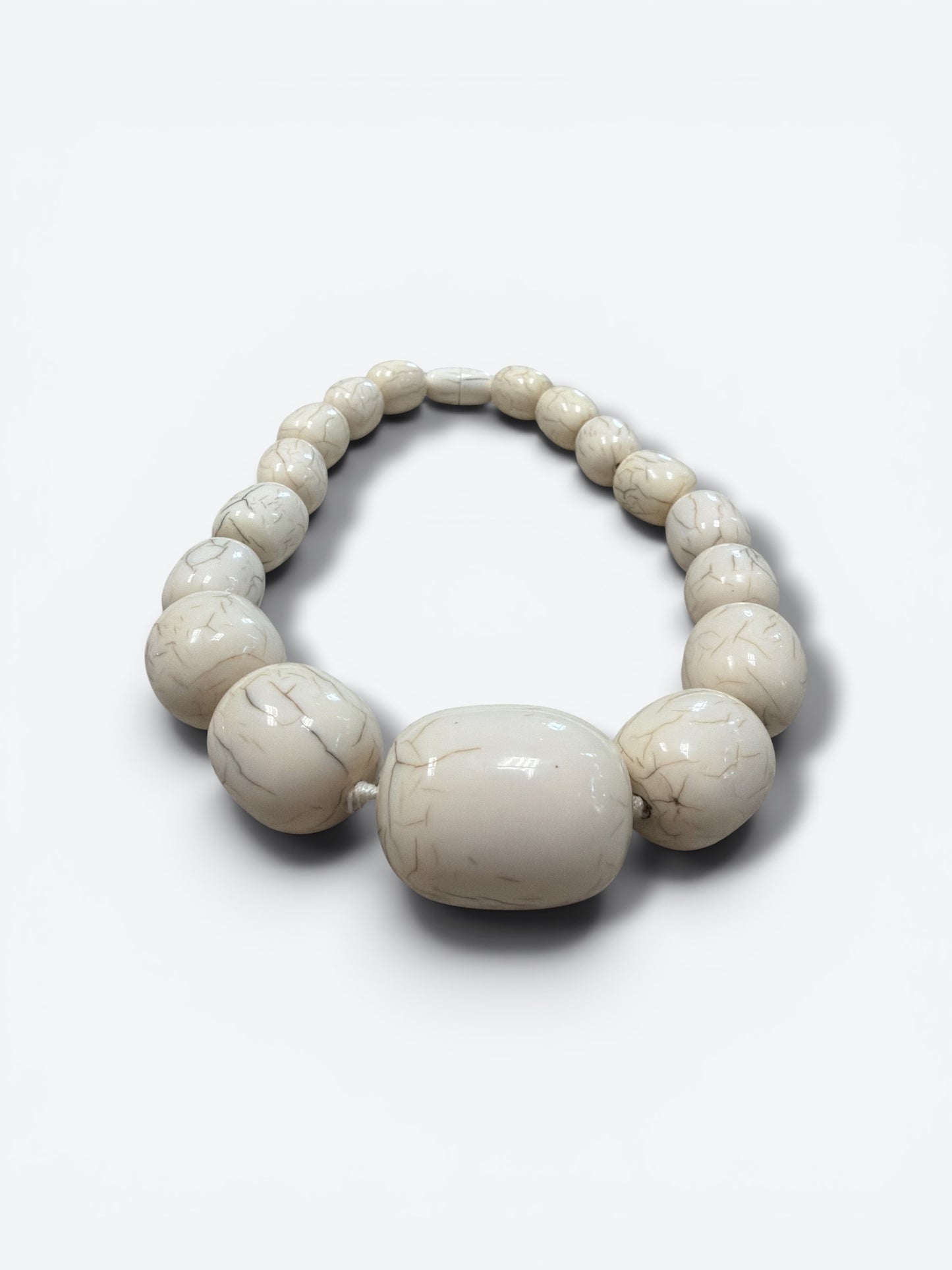 Vintage Ivory Crackle Bead Statement Necklace