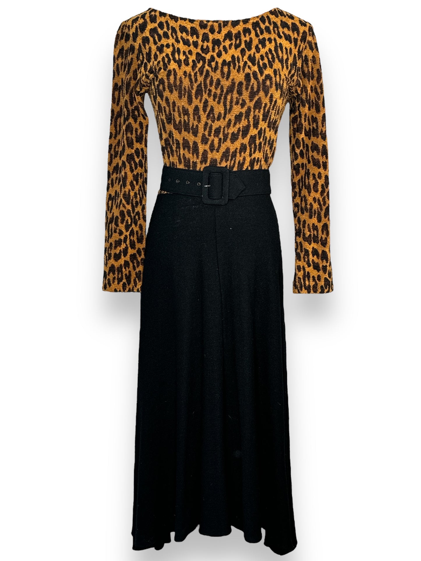 1980s “Mevisto” Belted Cheetah Print Dress