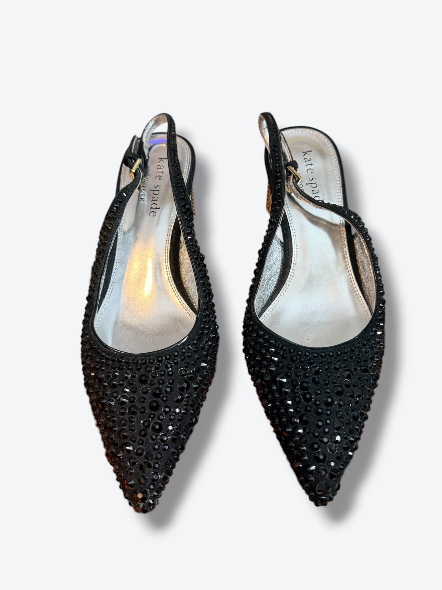 Vintage Kate Spade New York Crystal Embellished Slingback Heels with Sculptural Heel