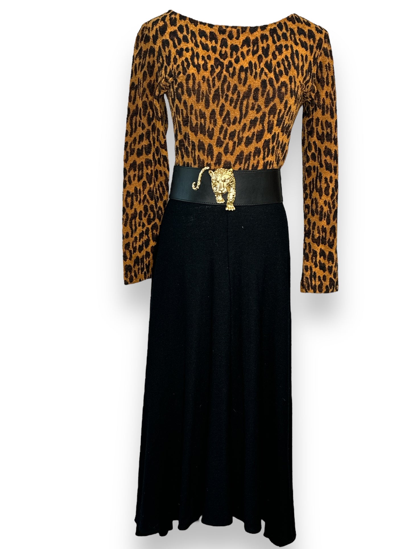 1980s “Mevisto” Belted Cheetah Print Dress