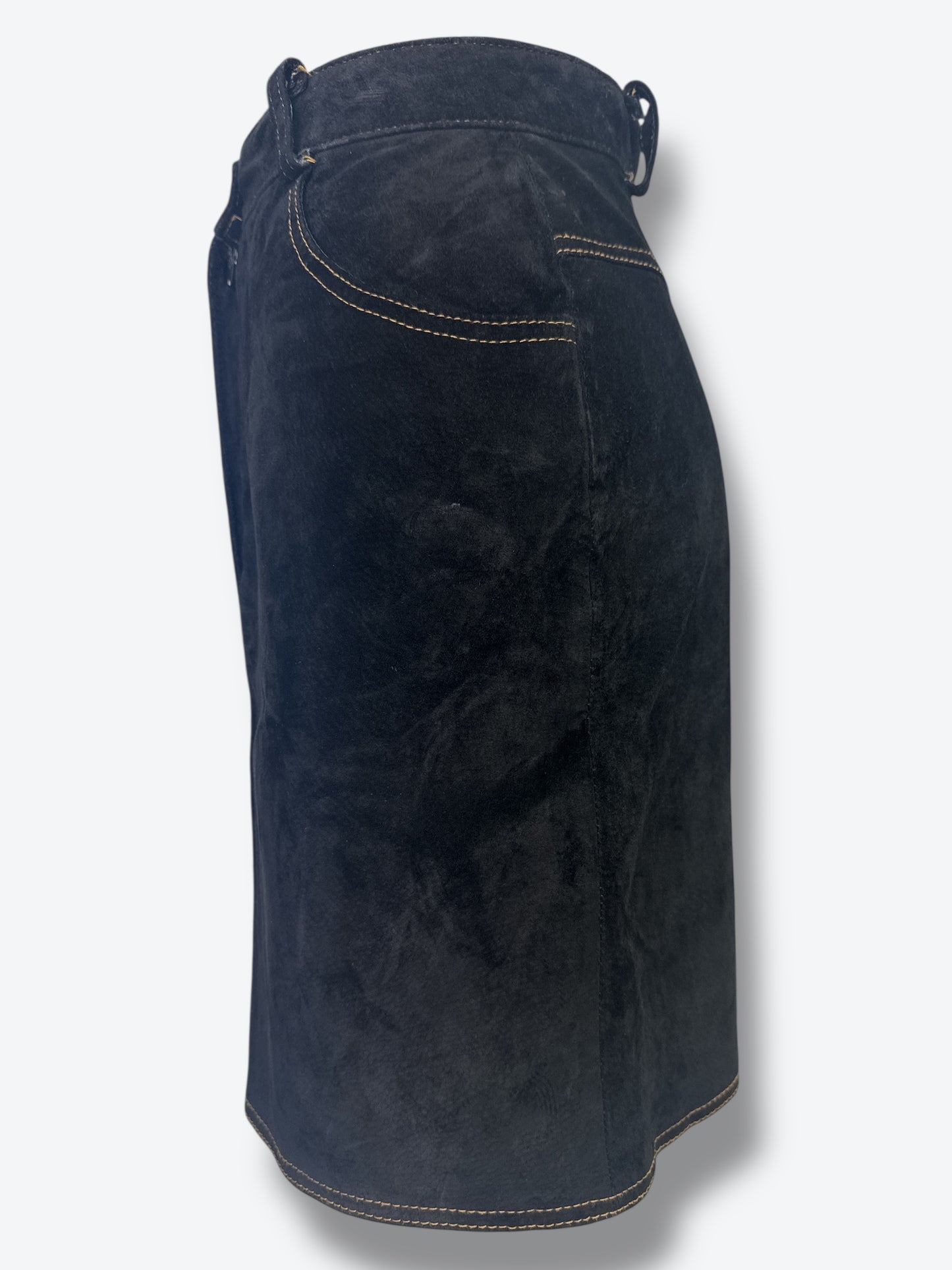 #14. Vintage Wilson Leather Suede Contrasting Stitching High Waisted Mini Skirt