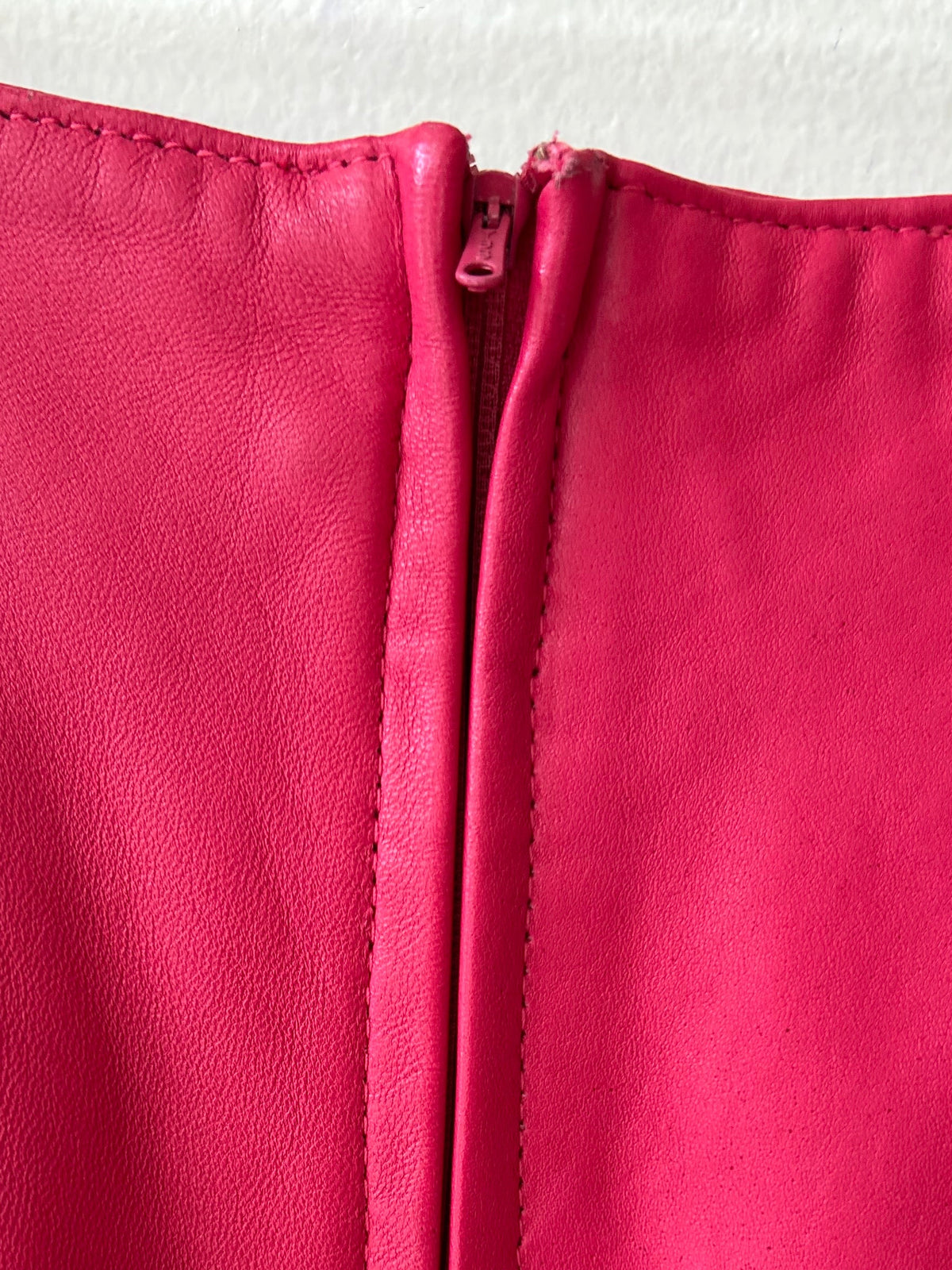 1990s Tannery West Hot Pink Leather Skirt